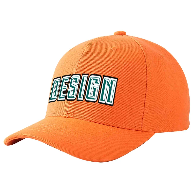 Custom Orange Aqua-White Curved Eaves Sport Design Baseball Cap