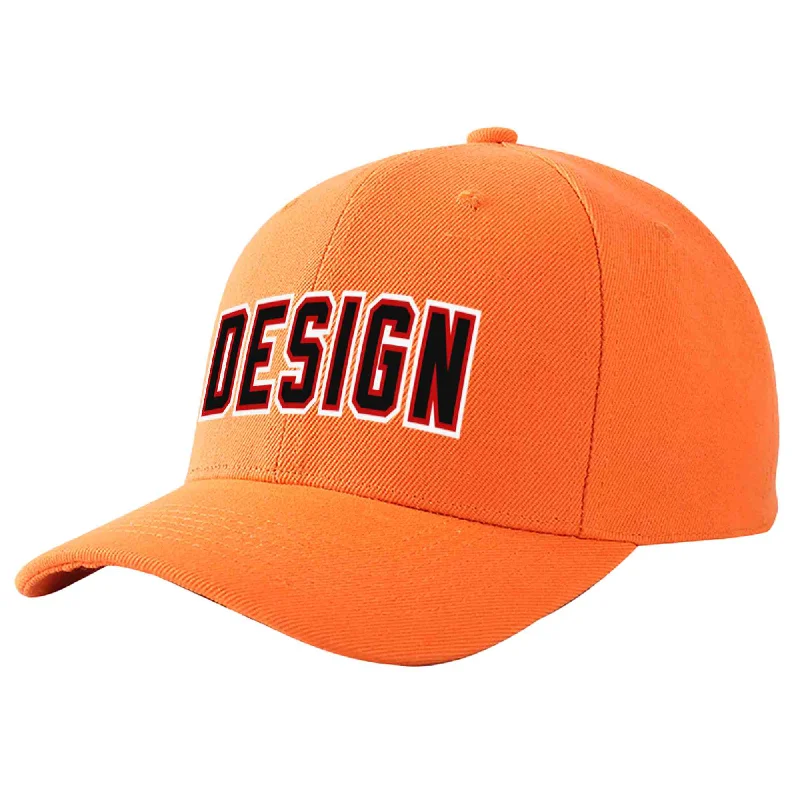 Custom Orange Black-Red Curved Eaves Sport Design Baseball Cap