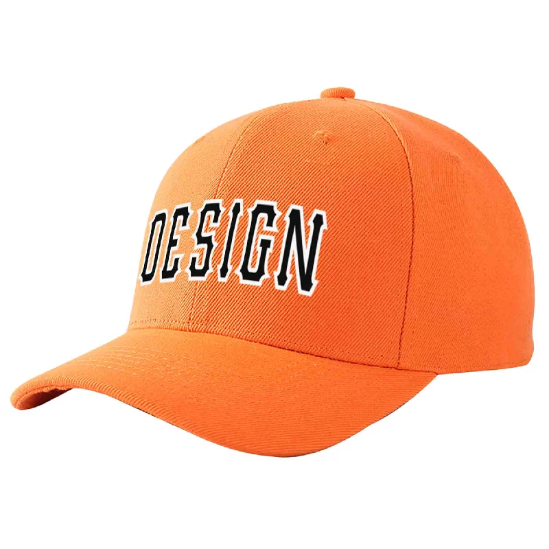 Custom Orange Black-White Curved Eaves Sport Design Baseball Cap