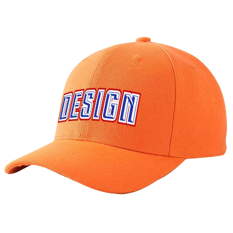 Custom Orange Royal-White Curved Eaves Sport Design Baseball Cap