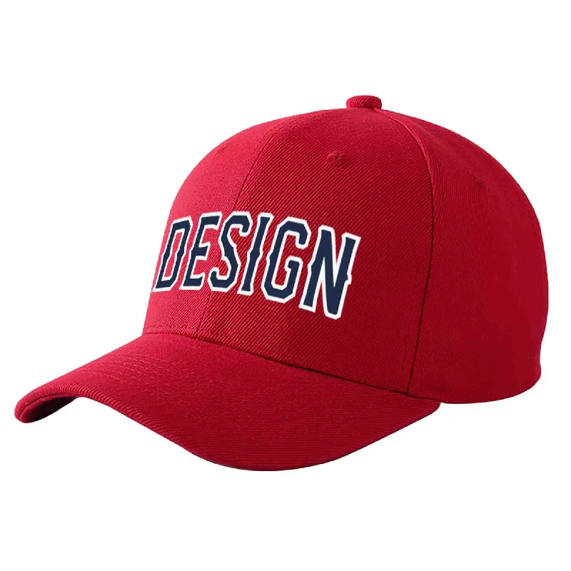 Custom Red Navy-White Curved Eaves Sport Design Baseball Cap