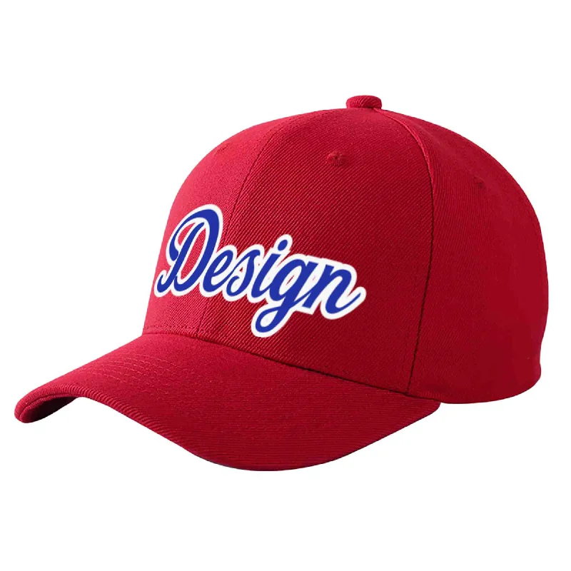 Custom Red Royal-White Curved Eaves Sport Design Baseball Cap