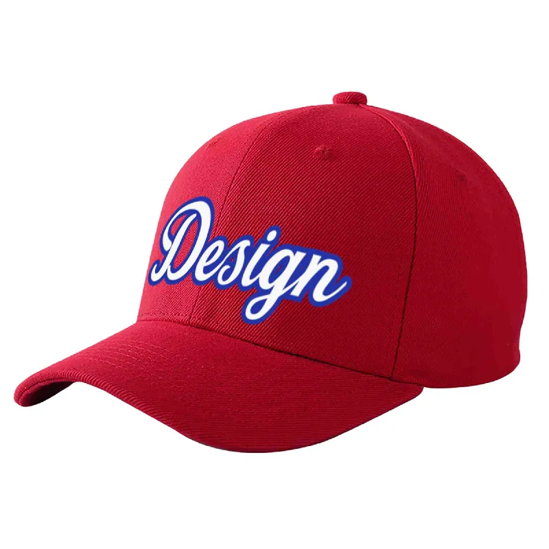 Custom Red White-Royal Curved Eaves Sport Design Baseball Cap