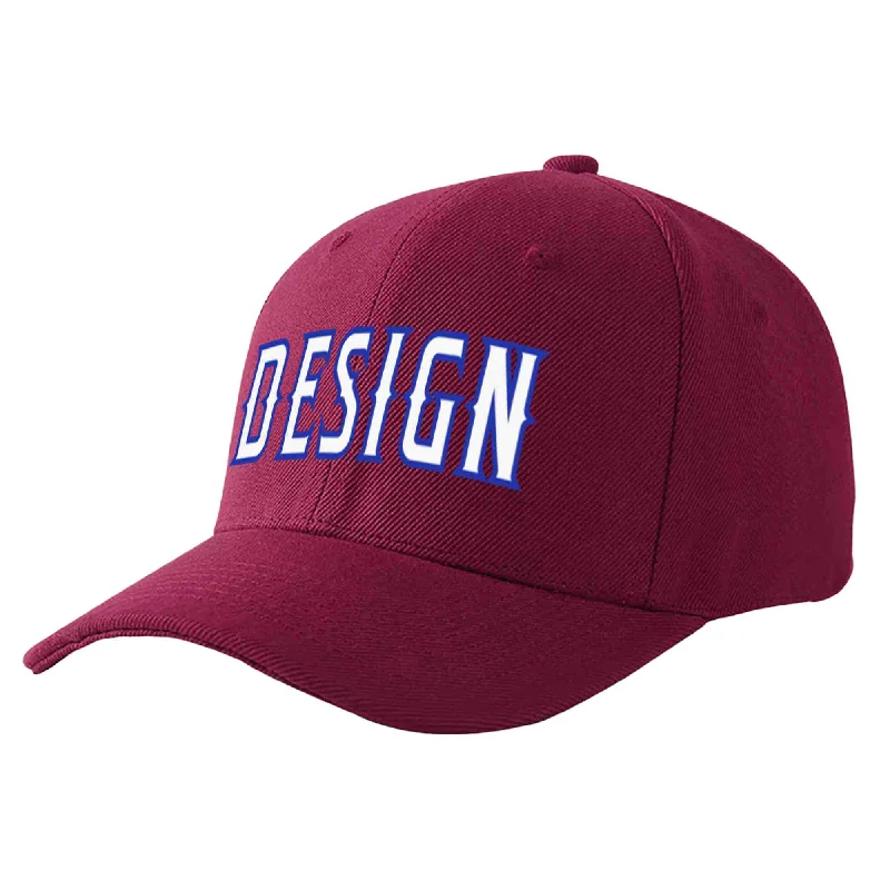 Custom Red Wine White-Royal Curved Eaves Sport Design Baseball Cap