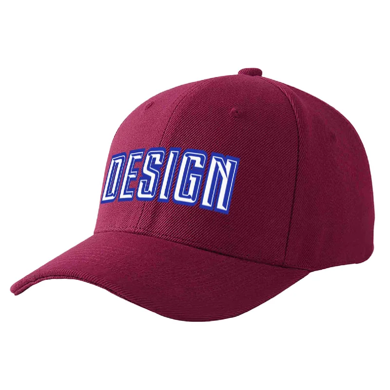 Custom Red Wine White-Royal Curved Eaves Sport Design Baseball Cap