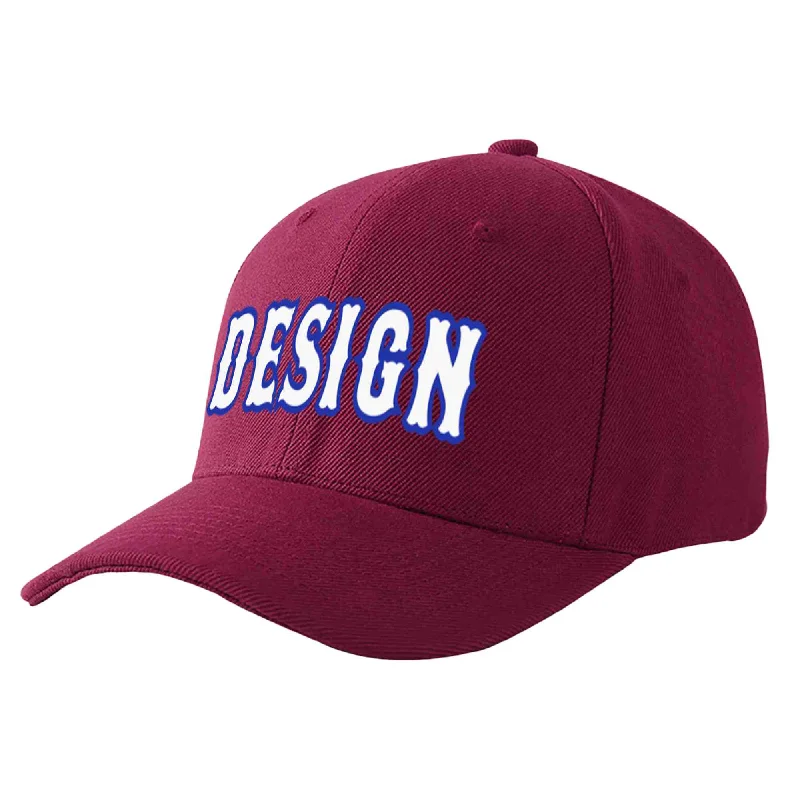 Custom Red Wine White-Royal Curved Eaves Sport Design Baseball Cap