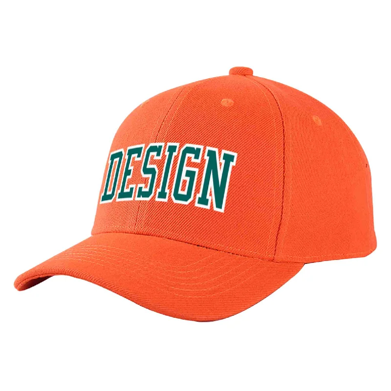 Custom Tangerine Aqua-White Curved Eaves Sport Design Baseball Cap