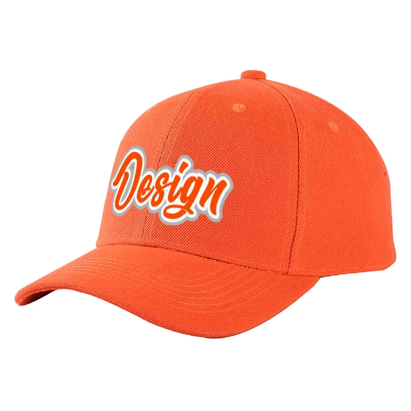 Custom Tangerine Orange-White Curved Eaves Sport Design Baseball Cap