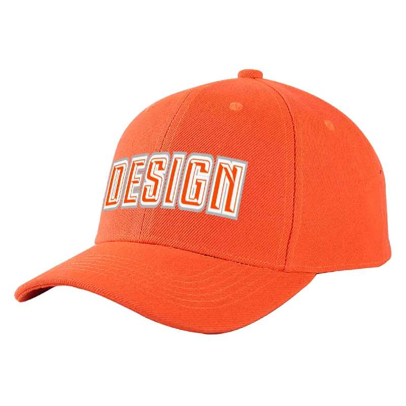 Custom Tangerine Orange-White Curved Eaves Sport Design Baseball Cap