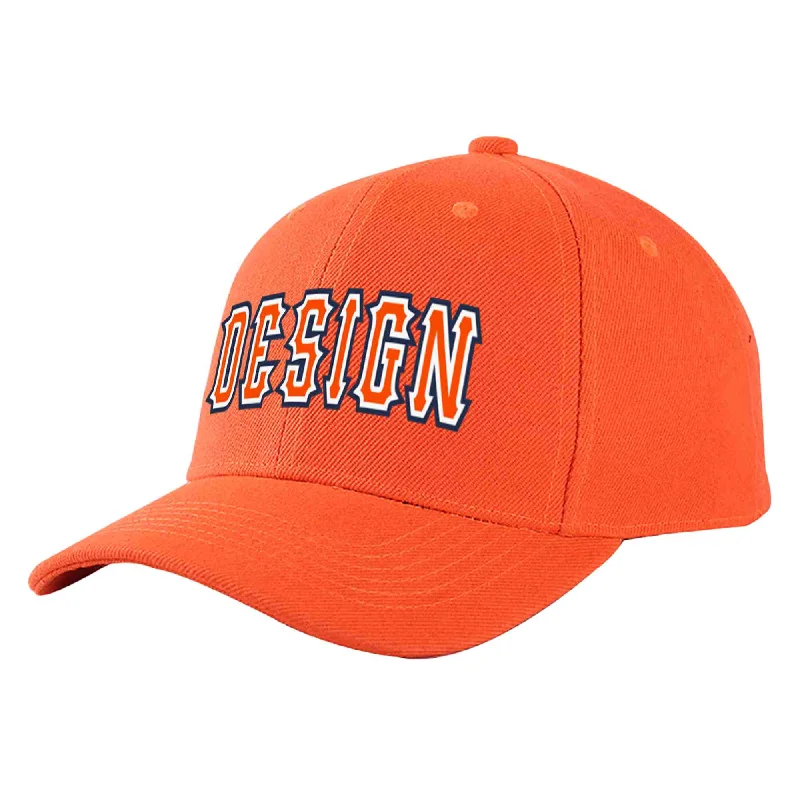 Custom Tangerine Orange-White Curved Eaves Sport Design Baseball Cap