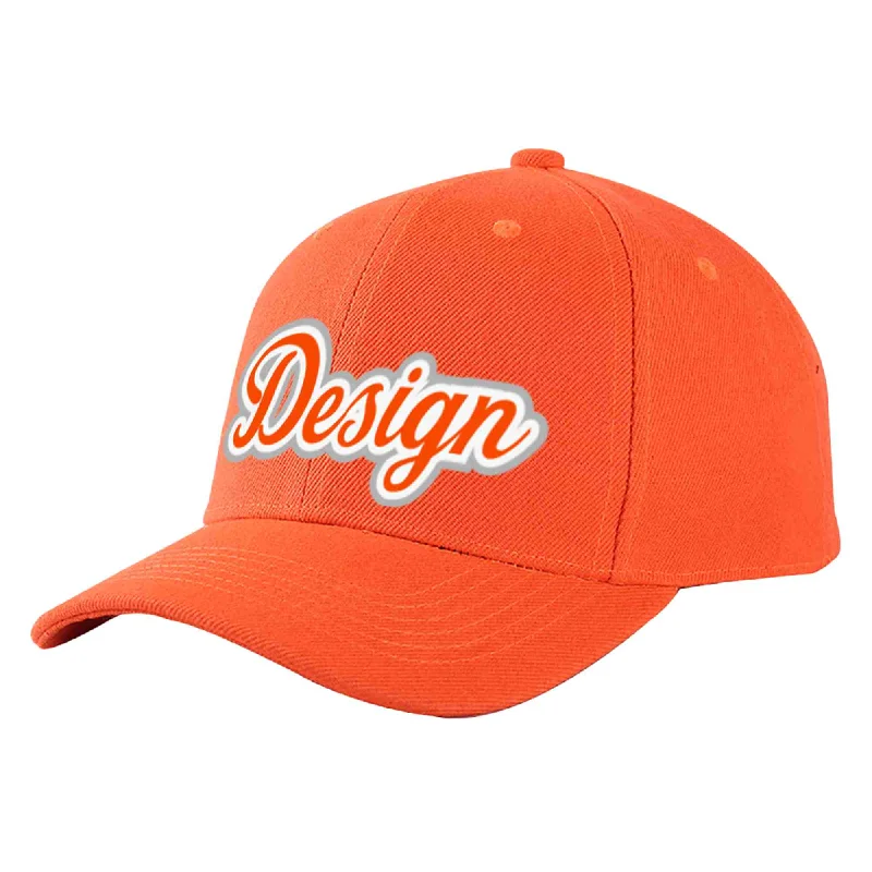 Custom Tangerine Orange-White Curved Eaves Sport Design Baseball Cap