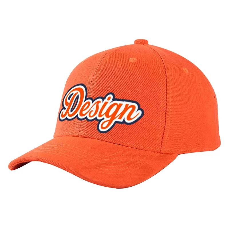 Custom Tangerine Orange-White Curved Eaves Sport Design Baseball Cap