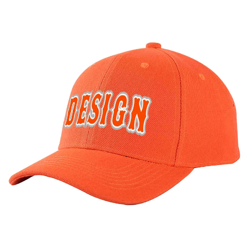 Custom Tangerine Orange-White Curved Eaves Sport Design Baseball Cap