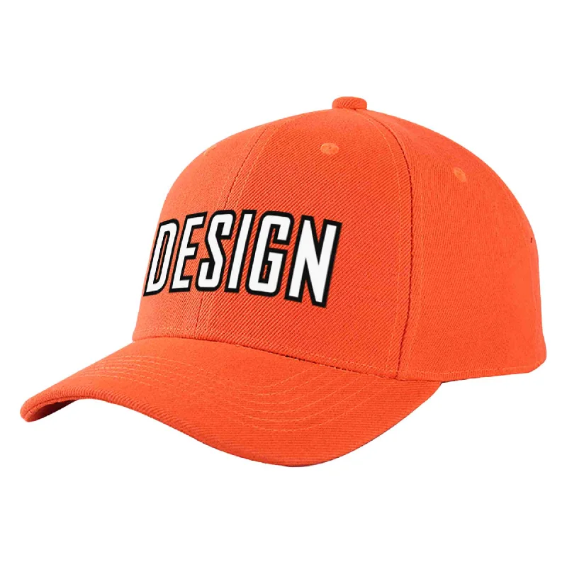 Custom Tangerine White-Black Curved Eaves Sport Design Baseball Cap