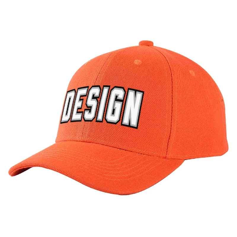 Custom Tangerine White-Gray Curved Eaves Sport Design Baseball Cap