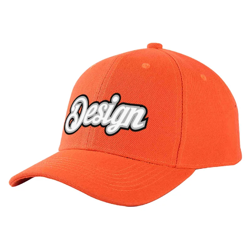 Custom Tangerine White-Gray Curved Eaves Sport Design Baseball Cap