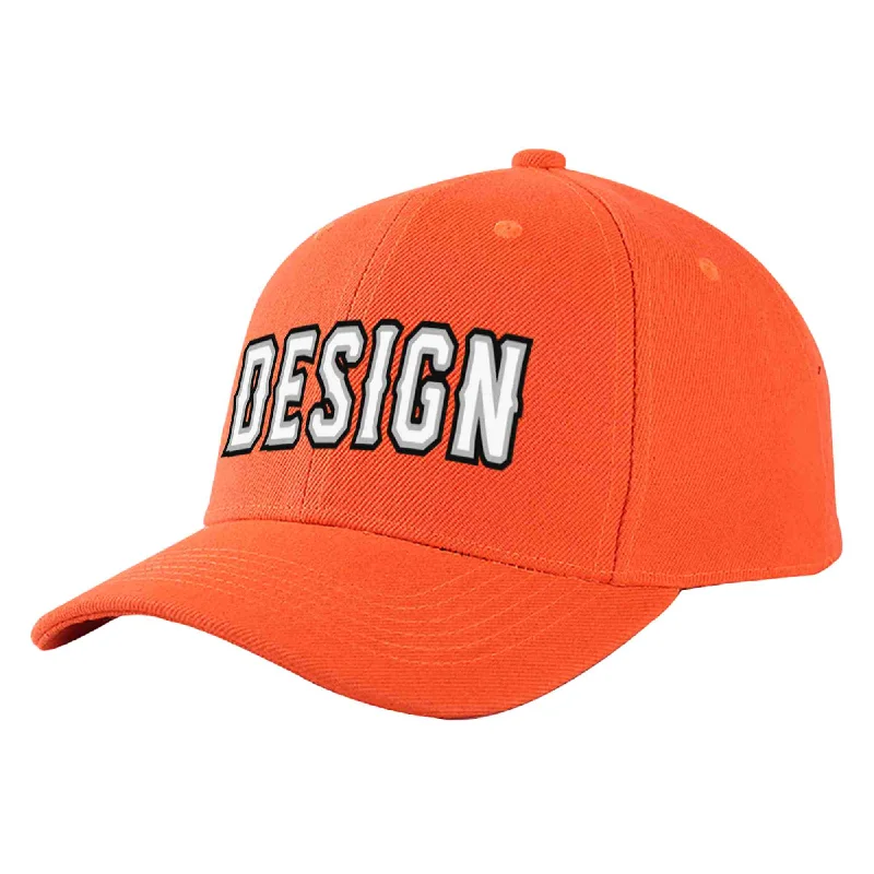 Custom Tangerine White-Gray Curved Eaves Sport Design Baseball Cap